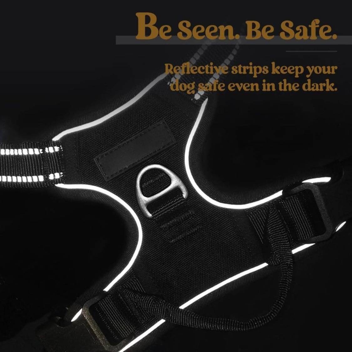 Dog Harness & Leash Set | Reflective No Pull Harness for All Sizes (Black)