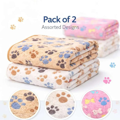 Ultra Soft Pet Blanket For Dogs & Cats | Washable 2 Pack