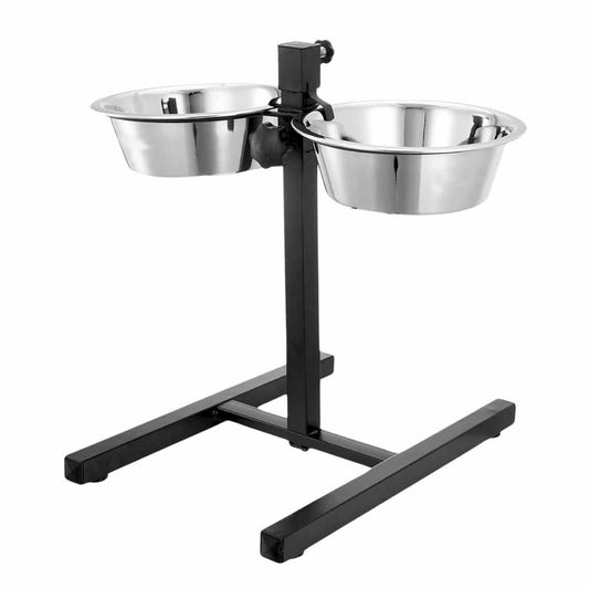 Adjustable Dog Bowl Stand with Double Stainless Steel Bowls | Elevated Dog Feeder