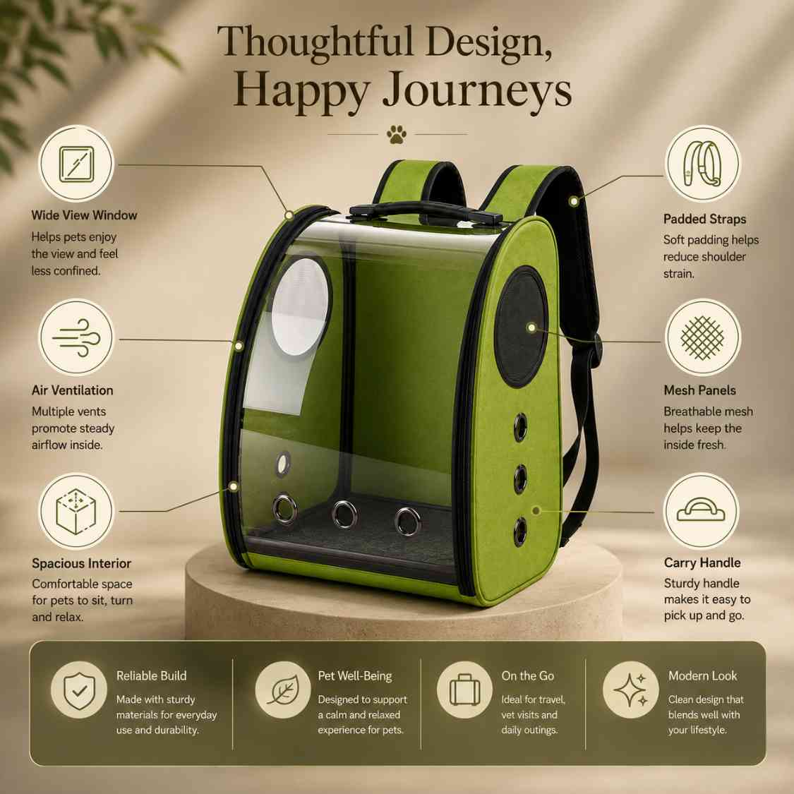 Pet Carrier Backpack With Transparent Window For Cats & Small Dogs