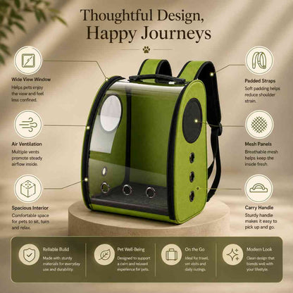 Pet Carrier Backpack With Transparent Window For Cats & Small Dogs
