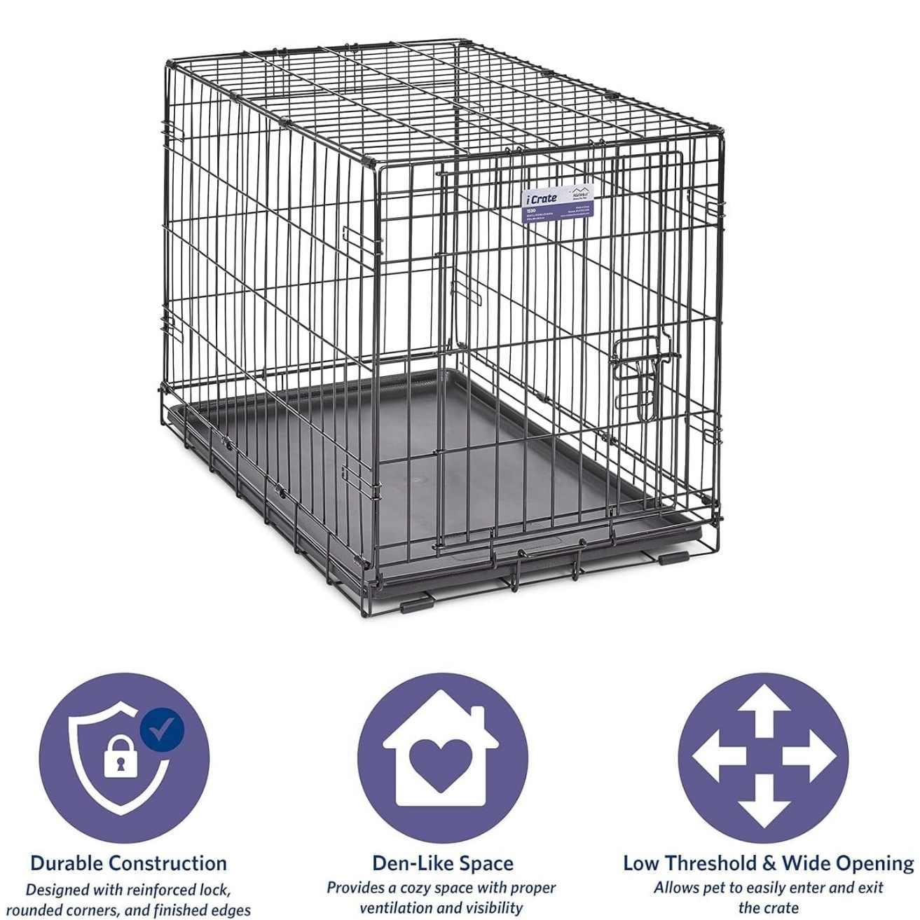 Pet Cottage Cage with Removable Tray Double Door Dog & Cat Crate