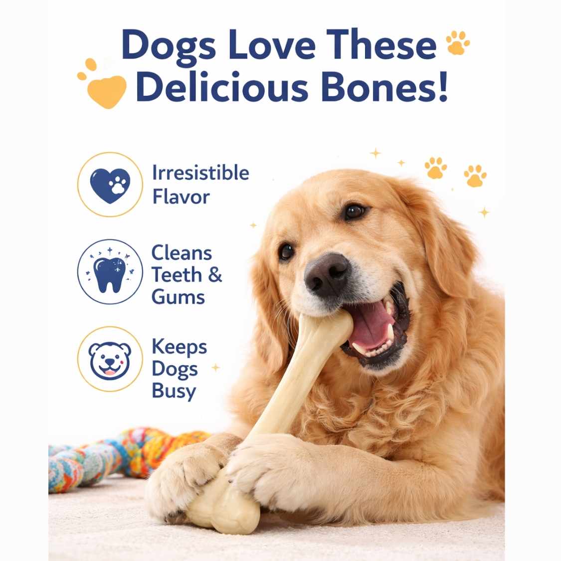 Rawhide Dog Chew Bones Chicken Flavour | Long Lasting Dog Treats (Pack Of 4)
