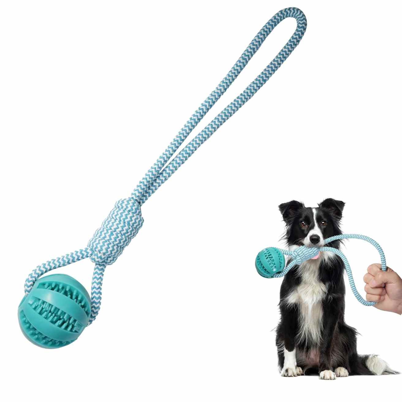 Dog Rope Toy with Rubber Ball | Tug & Chew for Puppies