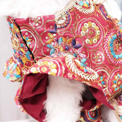 Luxury Embroidered Dog Lehenga | Royal Wedding Wear for Dogs