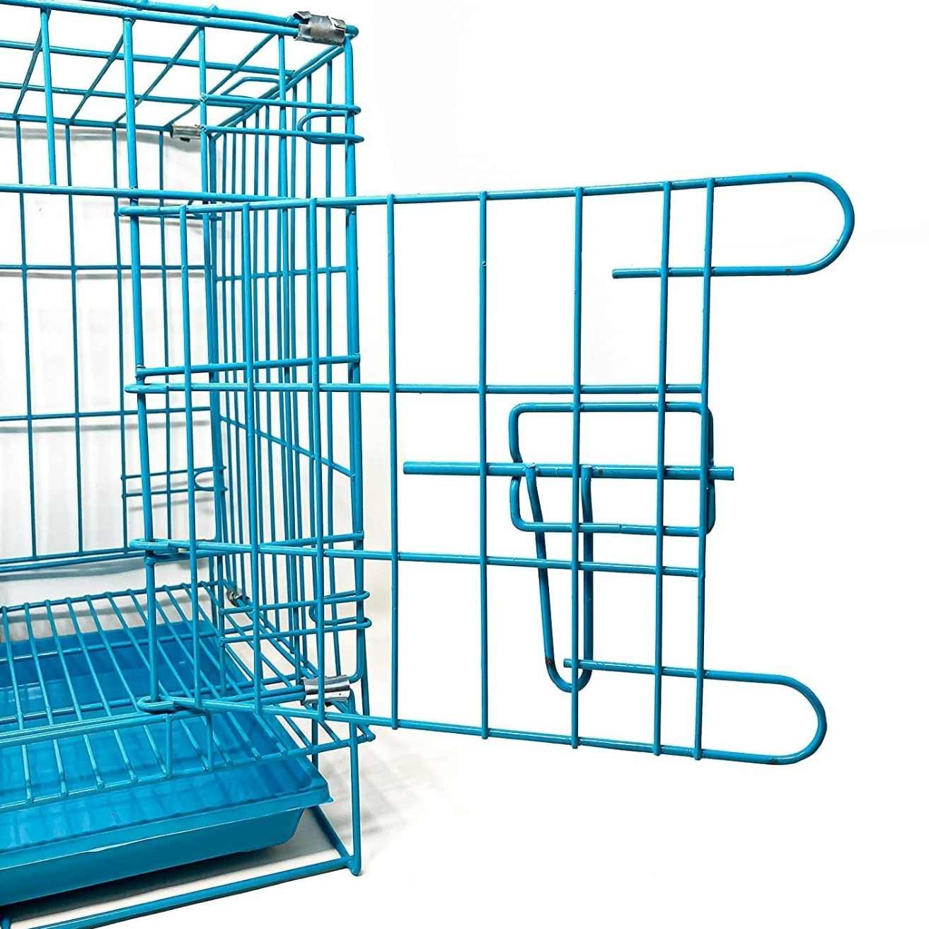 Dog Cage Double Door with Removable Tray Foldable Crate