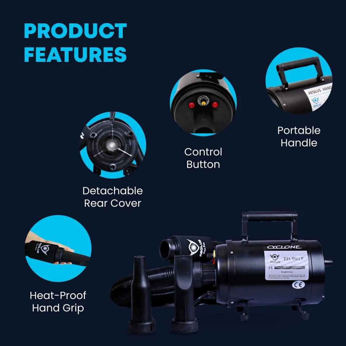 Cyclone Pet Dryer with Heater | Professional Grooming Dryer For Dogs & Cats