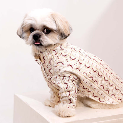 Festive Glory Kurta | White Red Designer Kurta for Dogs