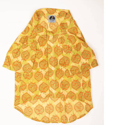 Traditional Green Printed Yellow Kurta for Dogs
