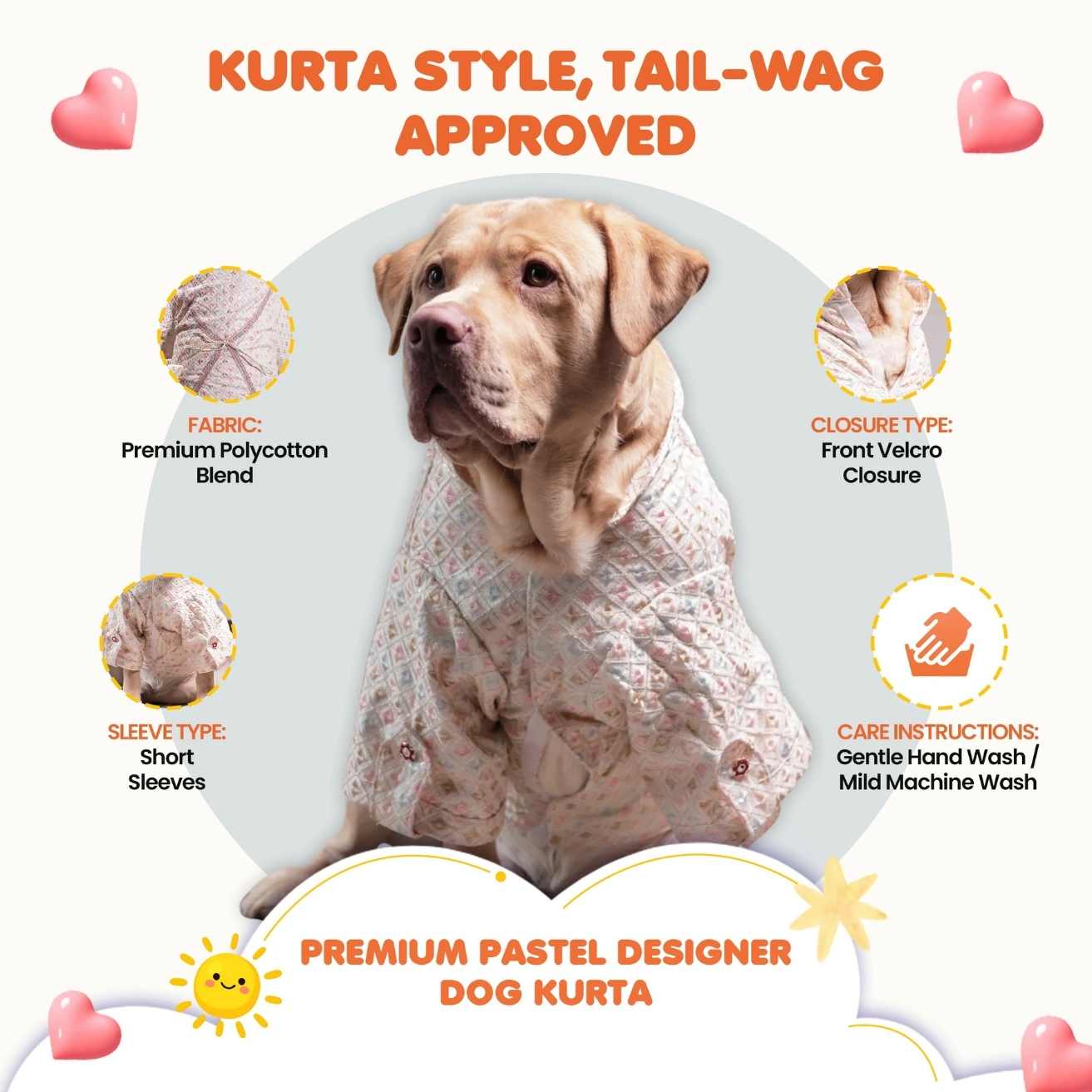 Premium Pastel Designer Dog Kurta | Festive Ethnic Wear for Dogs