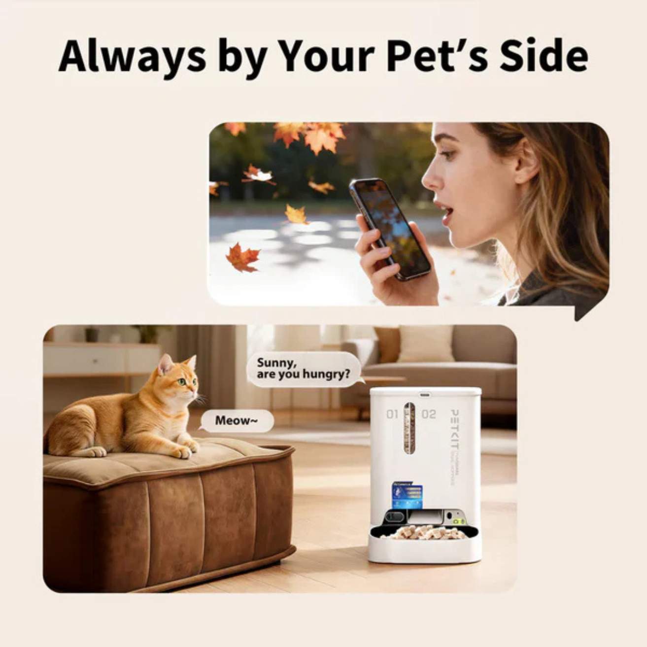Dual Hopper Automatic Pet Feeder With Camera | App Control Food Dispenser