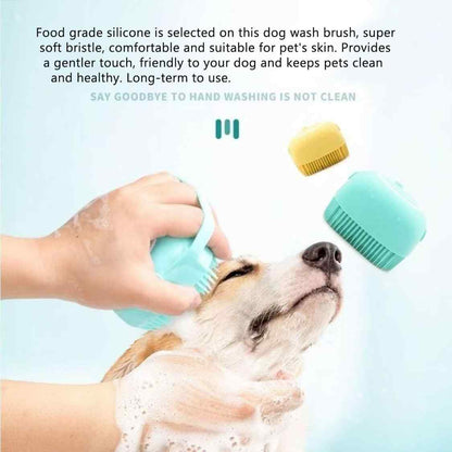 Dog Bath Brush for Short & Long Hair | Pet Shampoo Scrubber & Grooming Brush (Blue)