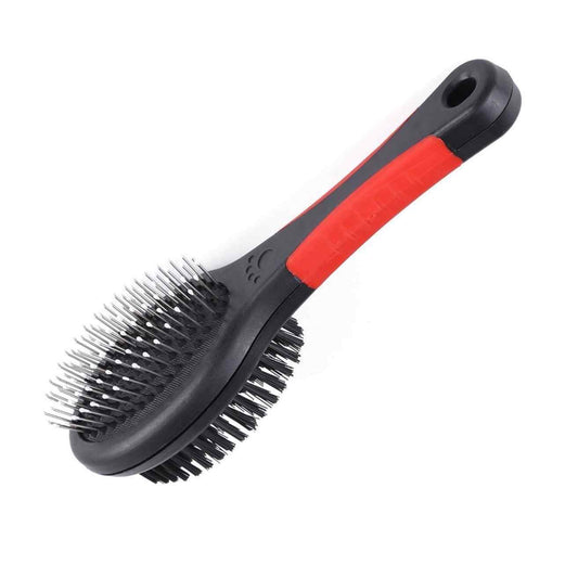 Double Sided Pet Grooming Brush | Plastic Handle Pet Shedding Comb