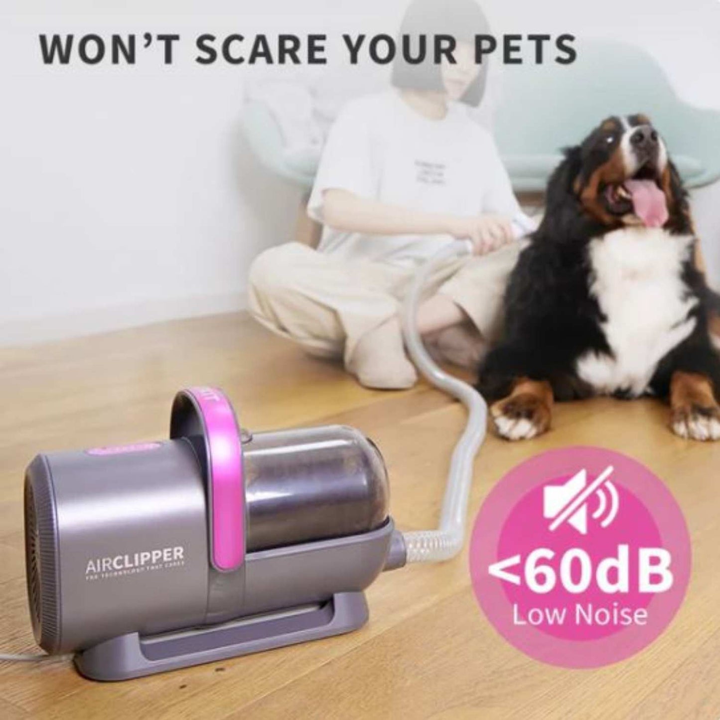 5-in-1 Pet Grooming Kit with Air Clipper - Low Noise Rechargeable Tool