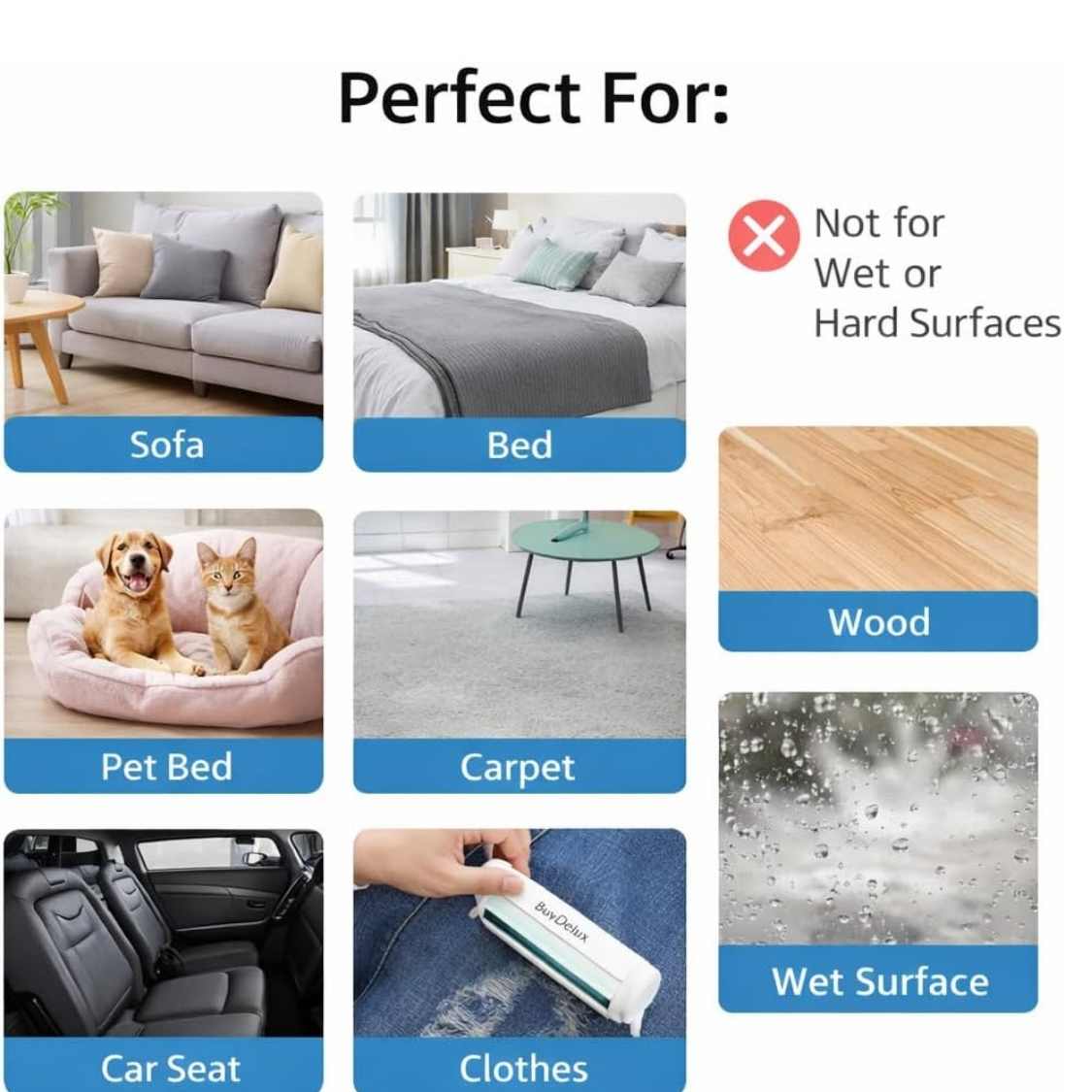 Pet Hair Remover Roller | Reusable Self Cleaning Lint Tool
