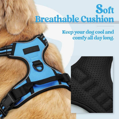Dog Harness & Leash Set | Reflective No Pull Harness for All Sizes (Cyan Blue)
