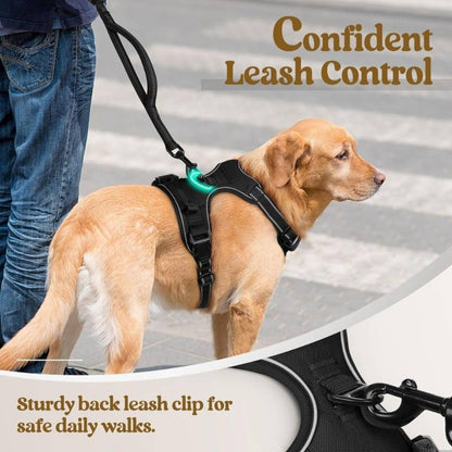 Dog Harness & Leash Set | Reflective No Pull Harness for All Sizes (Black)