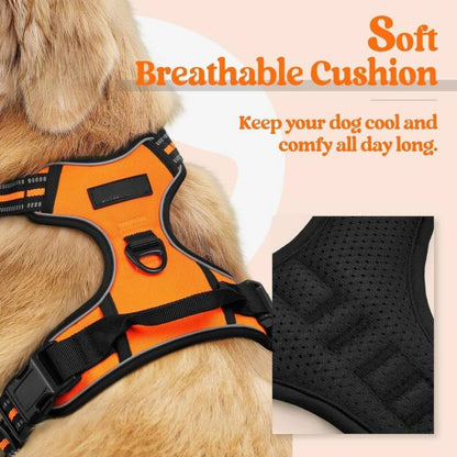 Dog Harness & Leash Set  | Reflective No Pull Harness for All Sizes (Orange)