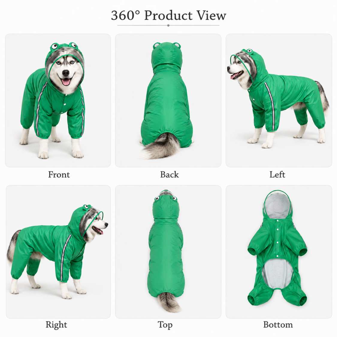 Waterproof Dog Raincoat With Transparent Hood For Dogs