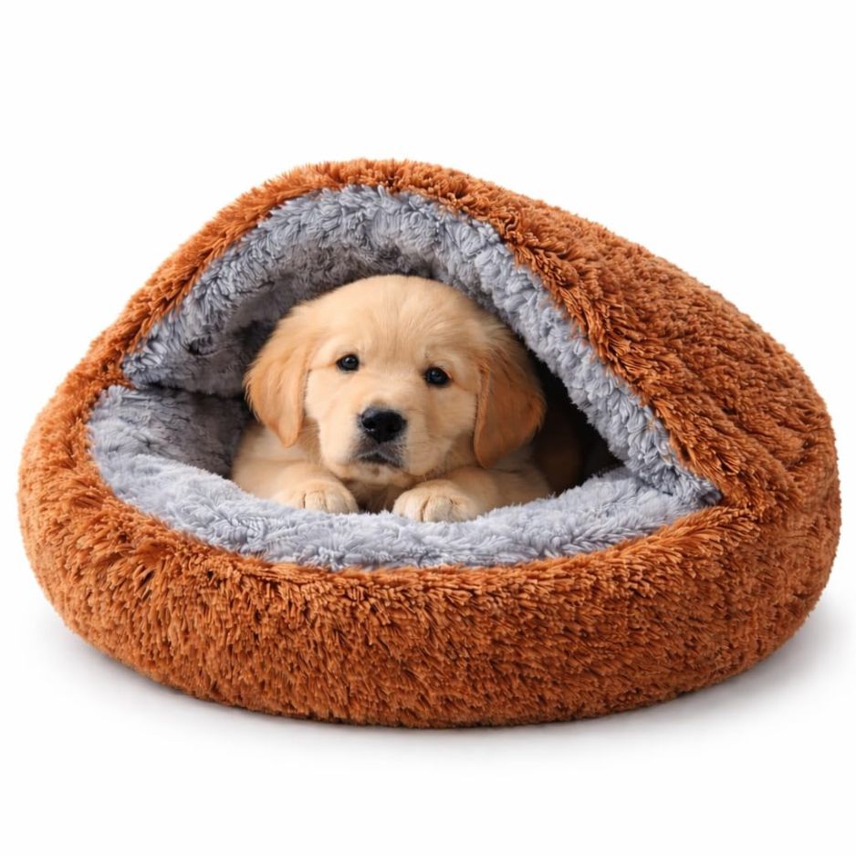 Ultra Soft Plush Round Pet Bed for Dogs & Cats – Warm Cozy Washable Bed with Anti-Slip Base