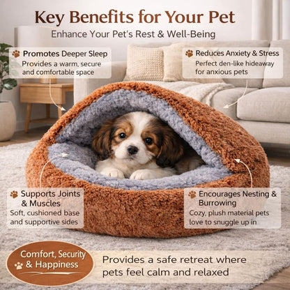 Ultra Soft Plush Round Pet Bed for Dogs & Cats – Warm Cozy Washable Bed with Anti-Slip Base
