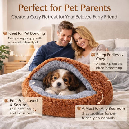 Ultra Soft Plush Round Pet Bed for Dogs & Cats – Warm Cozy Washable Bed with Anti-Slip Base