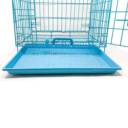 Dog Cage Double Door with Removable Tray Foldable Crate