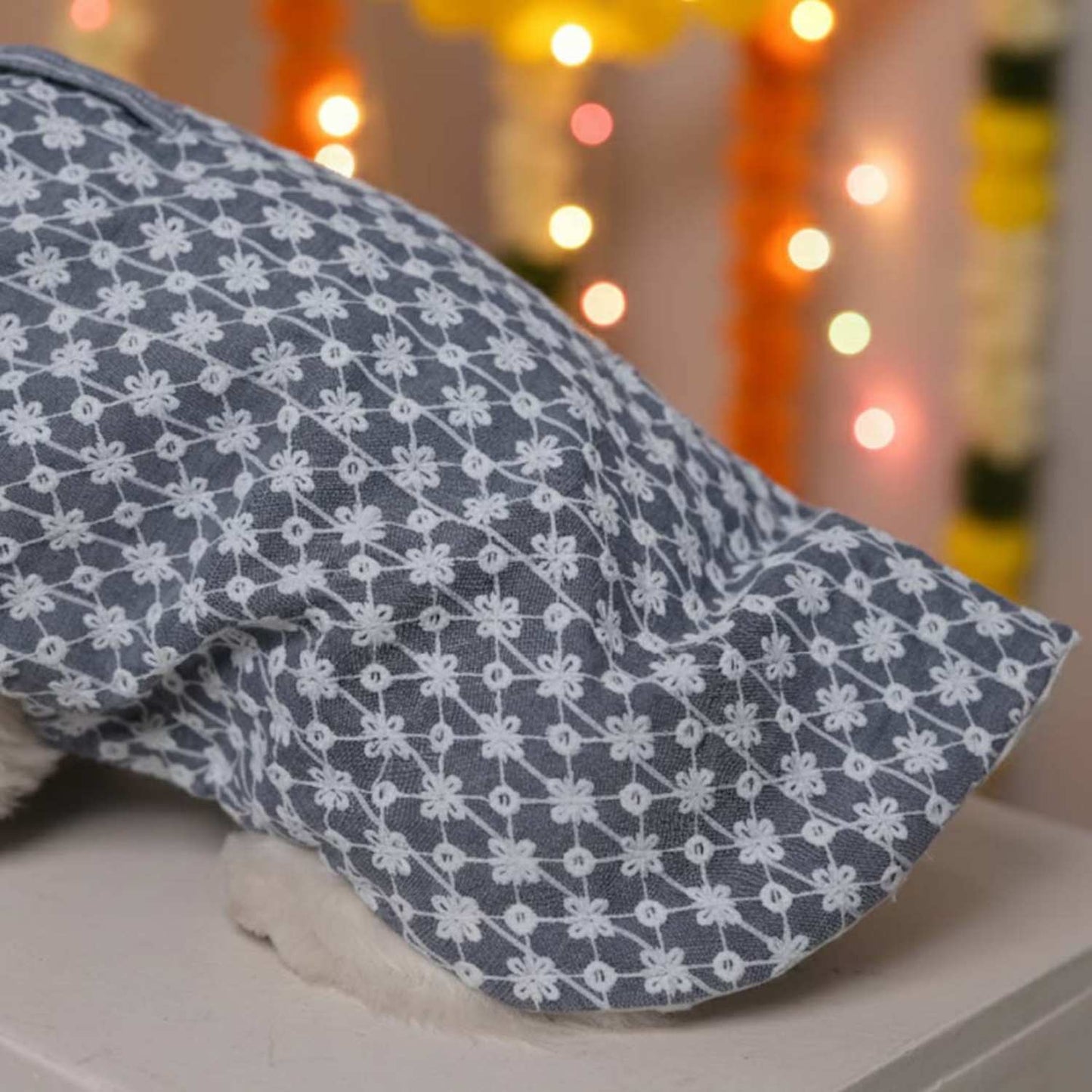 Grey Blossom Sleeveless Kurta for Dogs – Ethnic Pet Outfit