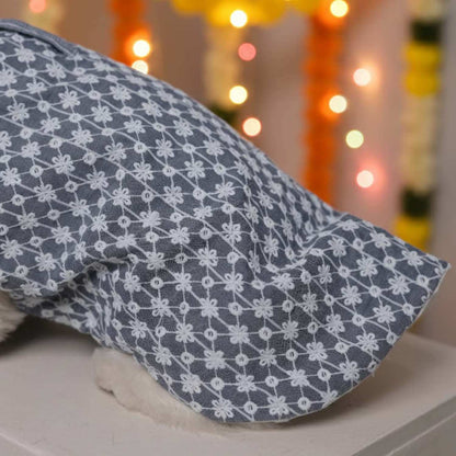 Grey Blossom Sleeveless Kurta for Dogs – Ethnic Pet Outfit