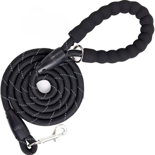 Black Heavy Duty 5 Feet Dog Leash for Small, Medium & Large Breeds | Reflective