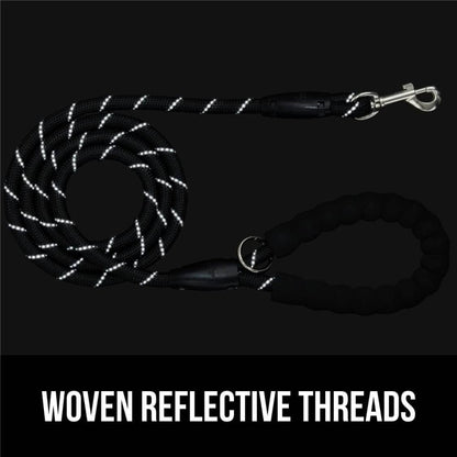 Black Heavy Duty 5 Feet Dog Leash for Small, Medium & Large Breeds | Reflective