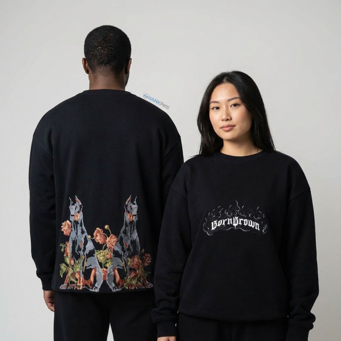 Unisex Twin Doberman Premium Embroidery Sweatshirt