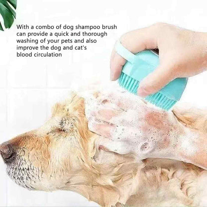 Dog Bath Brush for Short & Long Hair | Pet Shampoo Scrubber & Grooming Brush (Blue)