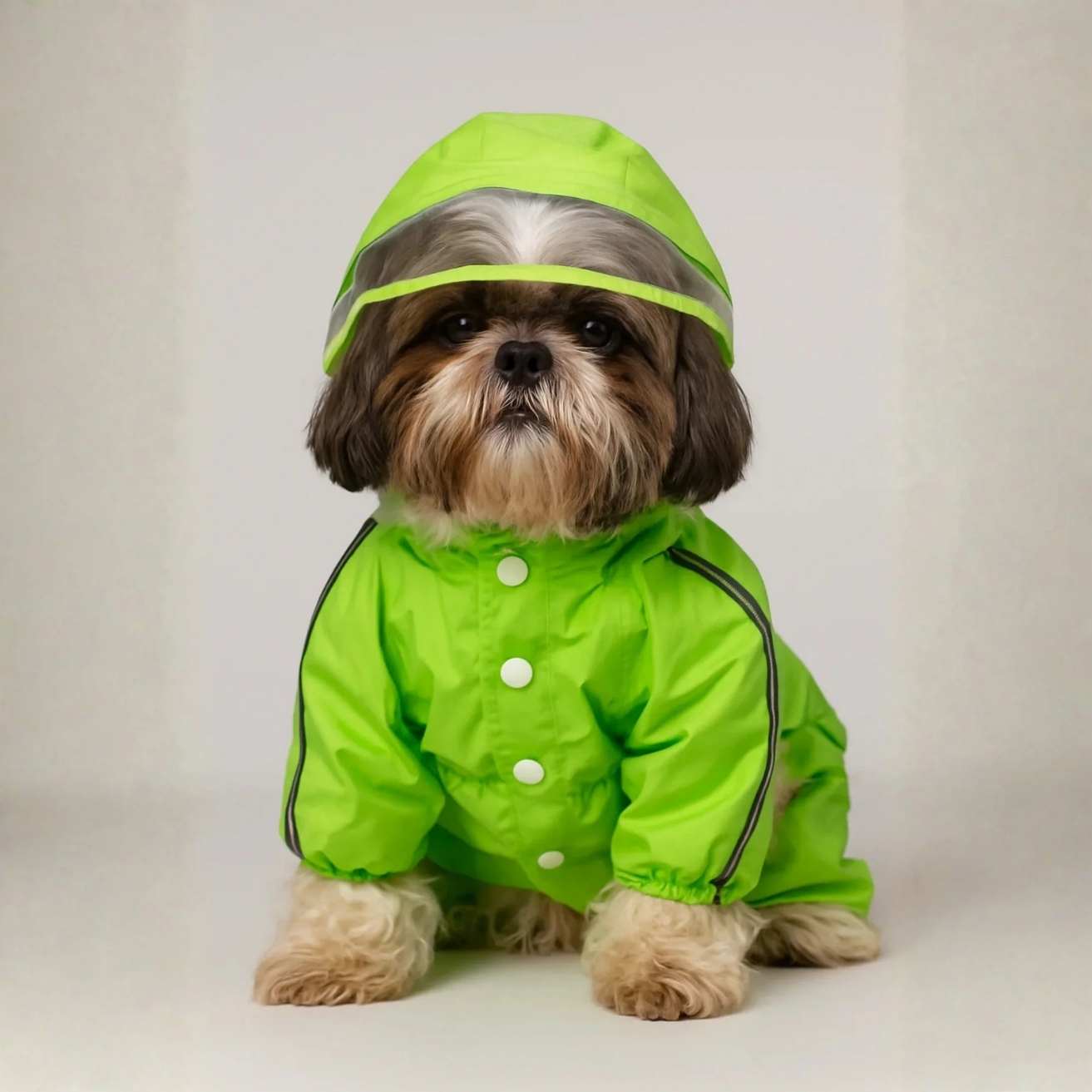 Neon Green Dog Raincoat | Waterproof Hooded Pet Rain Jacket