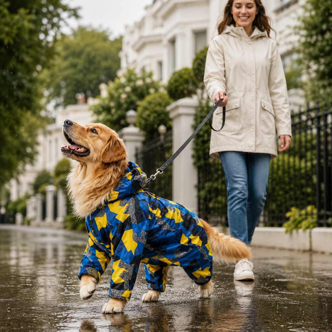 GeoShield Waterproof Dog Raincoat With Hood | Full Body Dog Rainwear