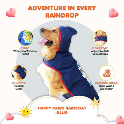 Happy Paws Printed Dog Raincoat | Waterproof Cartoon Rain Jacket