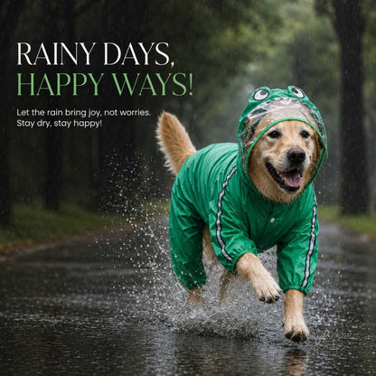 Waterproof Dog Raincoat With Transparent Hood For Dogs