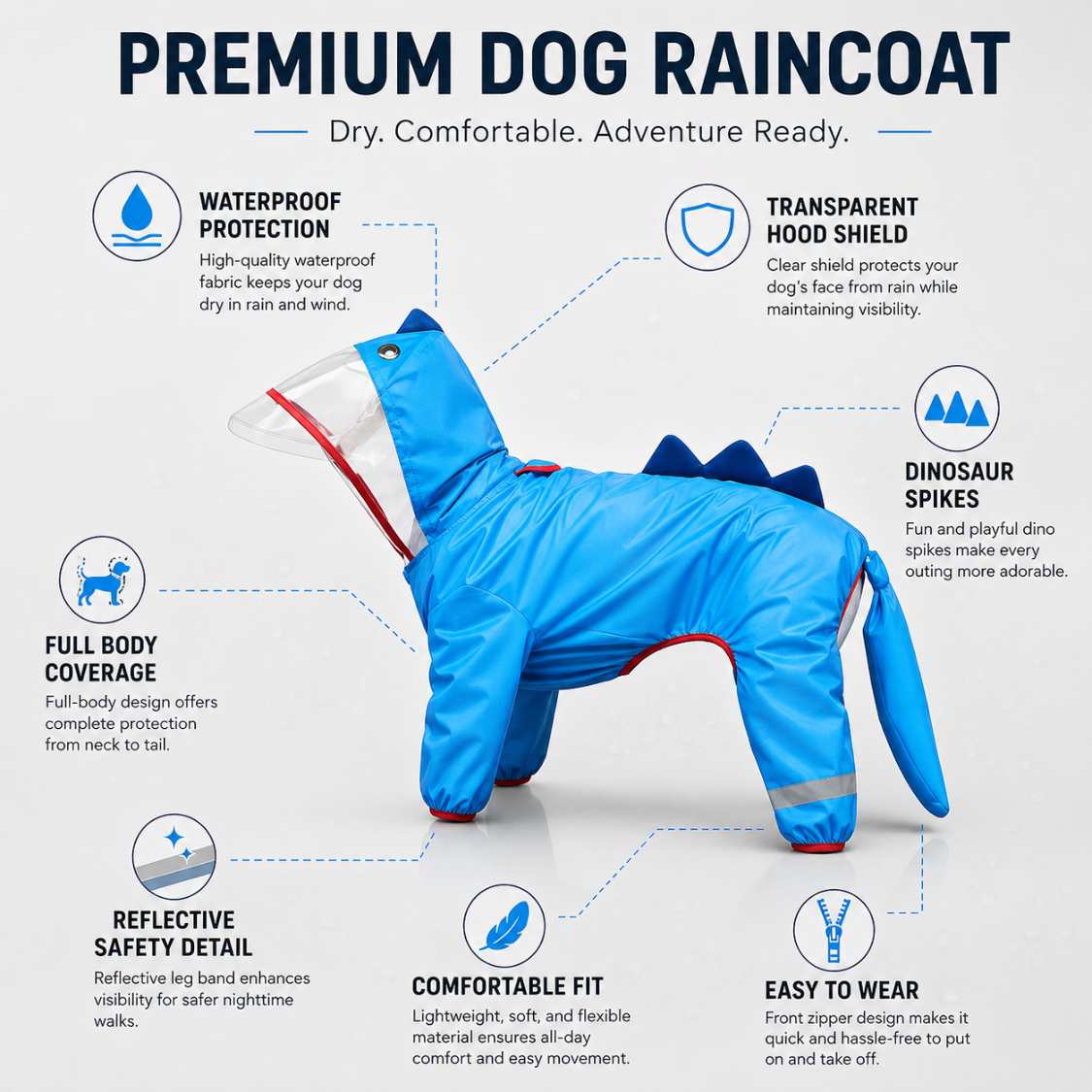 Waterproof Dog Jumpsuit Raincoat with Hood for Full Body Rain Protection