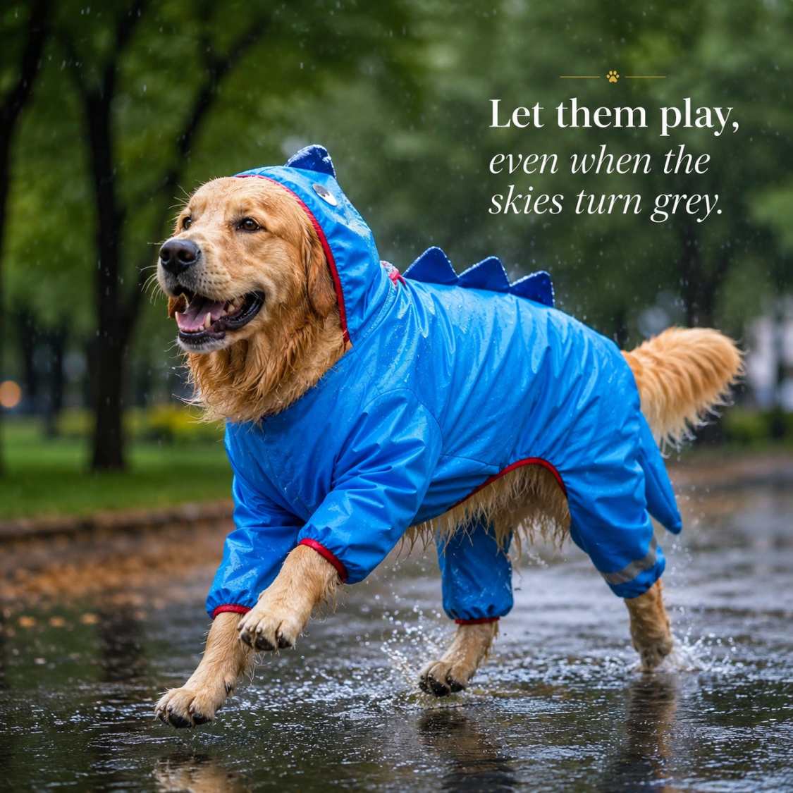 Waterproof Dog Jumpsuit Raincoat with Hood for Full Body Rain Protection