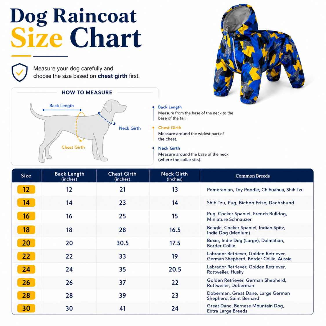 GeoShield Waterproof Dog Raincoat With Hood | Full Body Dog Rainwear