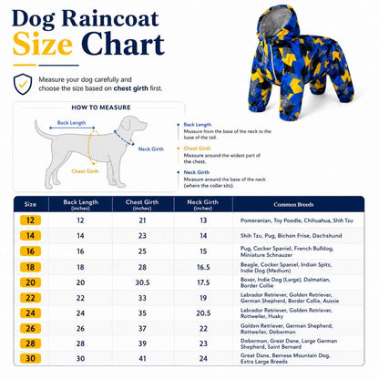 GeoShield Waterproof Dog Raincoat With Hood | Full Body Dog Rainwear