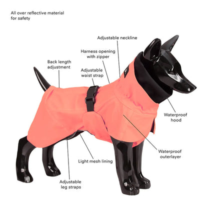 Red Waterproof Dog Raincoat with Hood