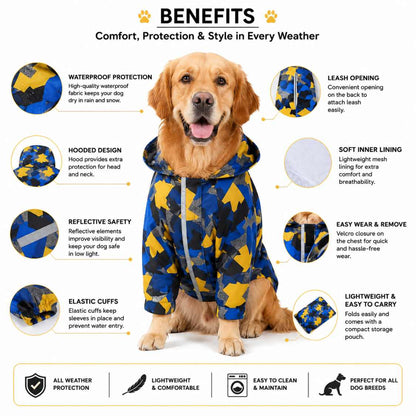 GeoShield Waterproof Dog Raincoat With Hood | Full Body Dog Rainwear