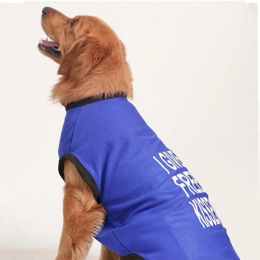 I Give Free Kisses Printed Dog T-Shirt | Cute Casual Wear (Blue)