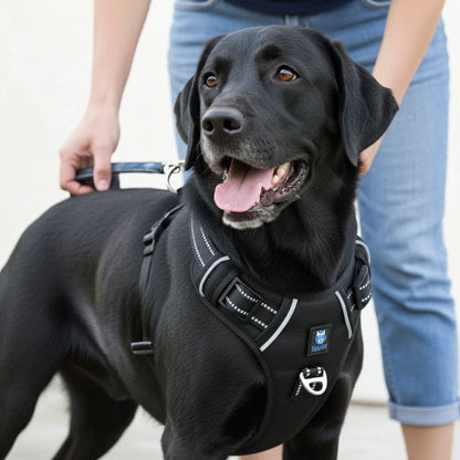 HANK 3M Reflective No Pull Dog Harness | Black