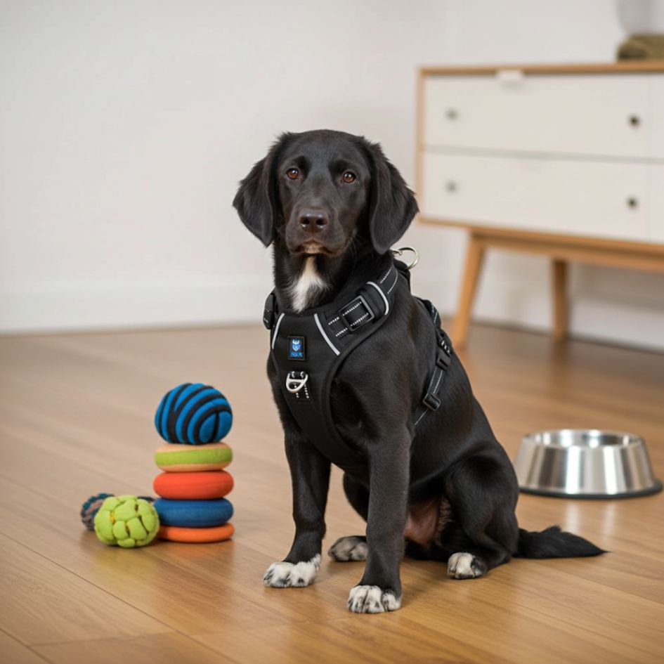 HANK 3M Reflective No Pull Dog Harness | Black