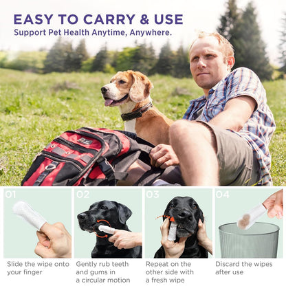 Pet Ear Cleaner Finger Wipes – 50pcs | Removes Earwax, Dirt & Mites for Dogs & Cats