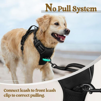 Dog Harness & Leash Set | Reflective No Pull Harness for All Sizes (Black)