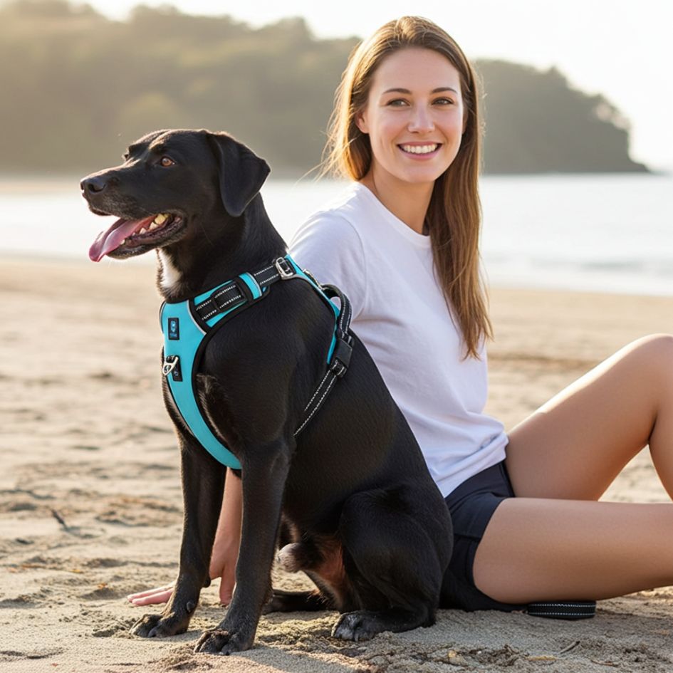 HANK 3M Reflective No Pull Dog Harness | Cyan Blue