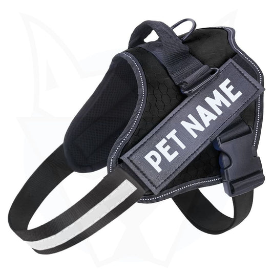 Personalized Reflective Dog Harness | Black